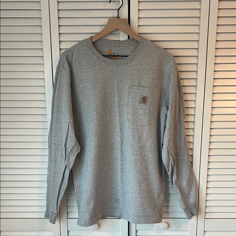 Carhartt Heather Gray Long Sleeve Pocket Tee Sz S